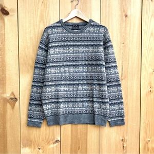 Jos A Bank Executive Collection Fair Isle Lambs Wool Sweater Sz Large